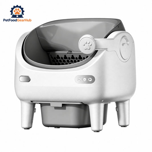 PetFoodGearHub V9 Pro Open-Top Self-Cleaning Litter Box with Camera - White - main product view