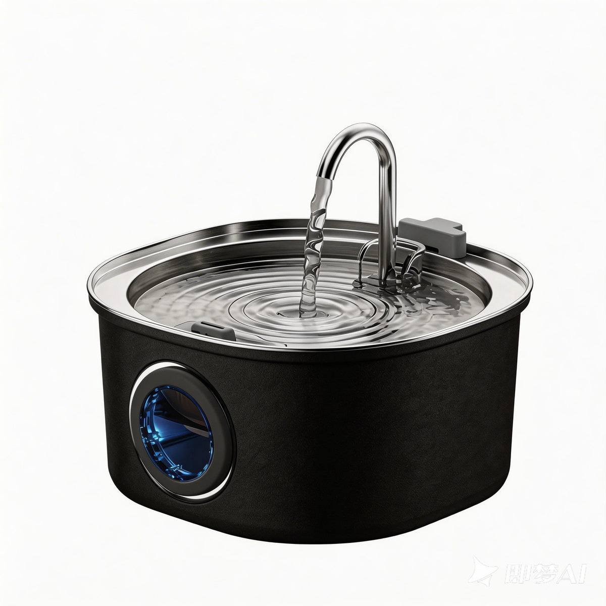 喷塑不锈钢猫咪喂水器宠物饮水机自动水循环圆形饮水器热销款