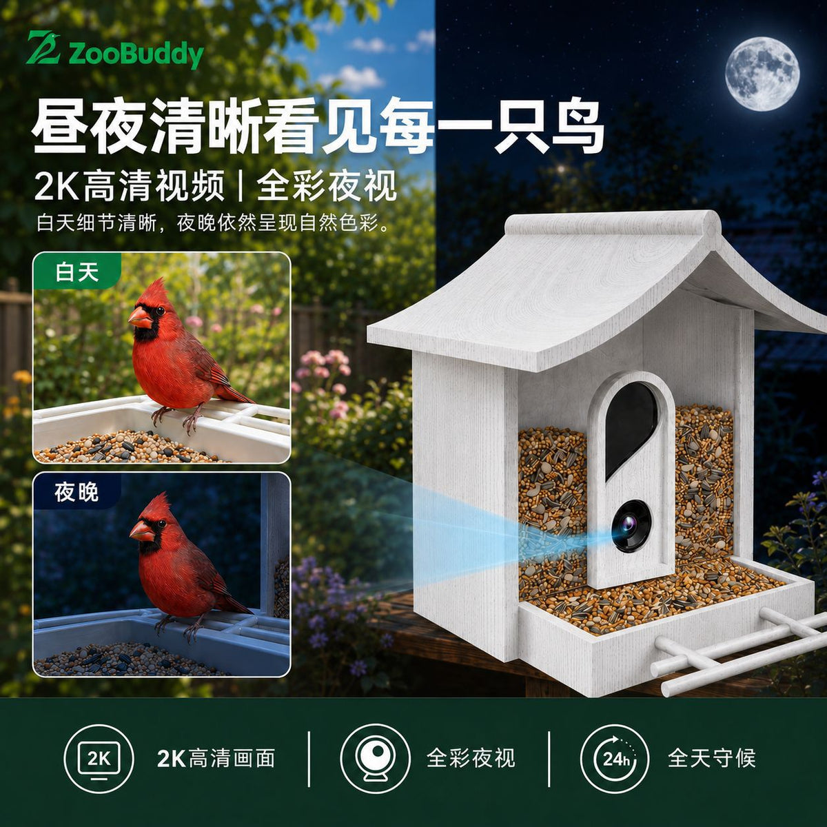 智能喂鸟器4G网络连接4K超清摄像头户外太阳能远程监控喂鸟器