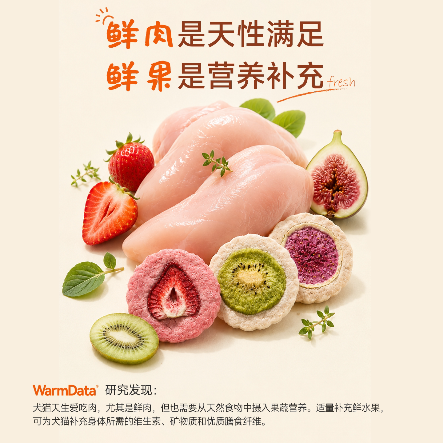 【新品】麦富迪猫零食冻干鲜肉抱仙果添加90%鲜鸡肉营养犬猫通用
