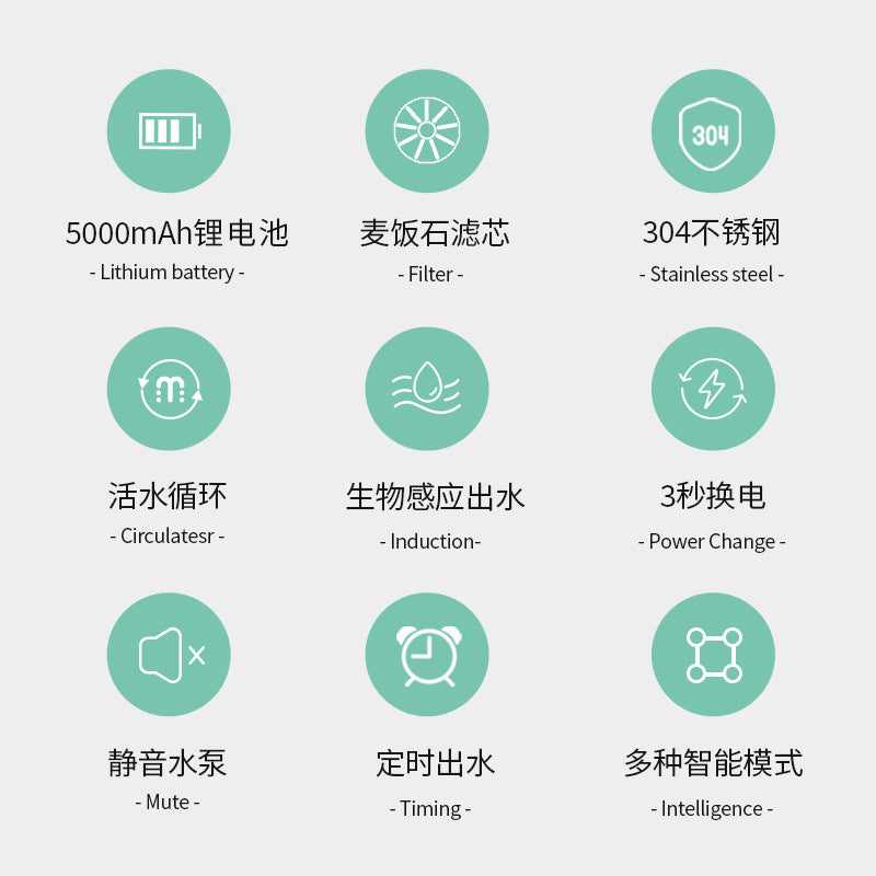 无线宠物饮水机充电式自动感应不插电智能不锈钢猫咪饮水器