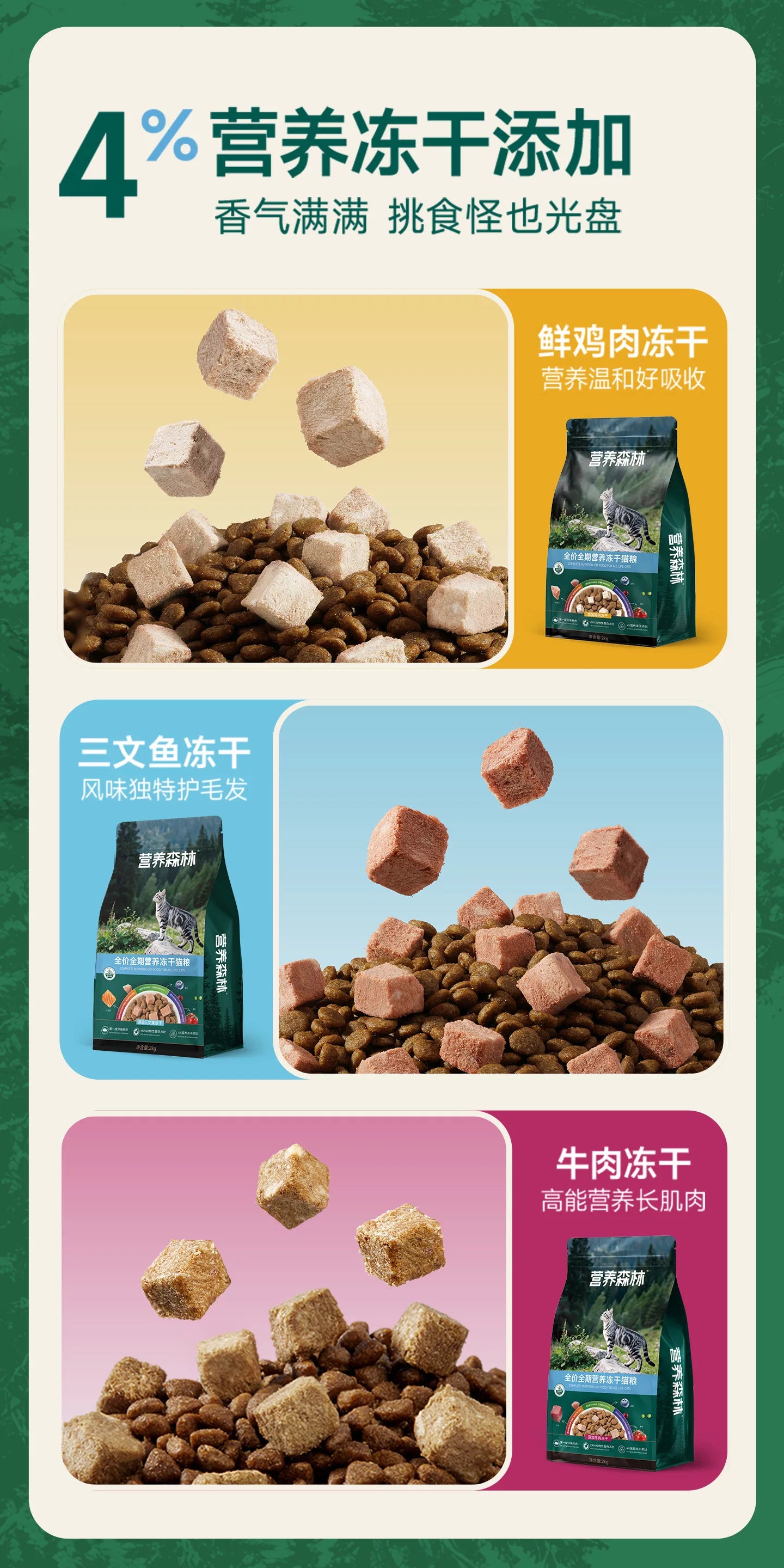 麦富迪营养森林猫粮成猫幼猫三文鱼鲜鸡肉冻干通用正品猫粮2kg