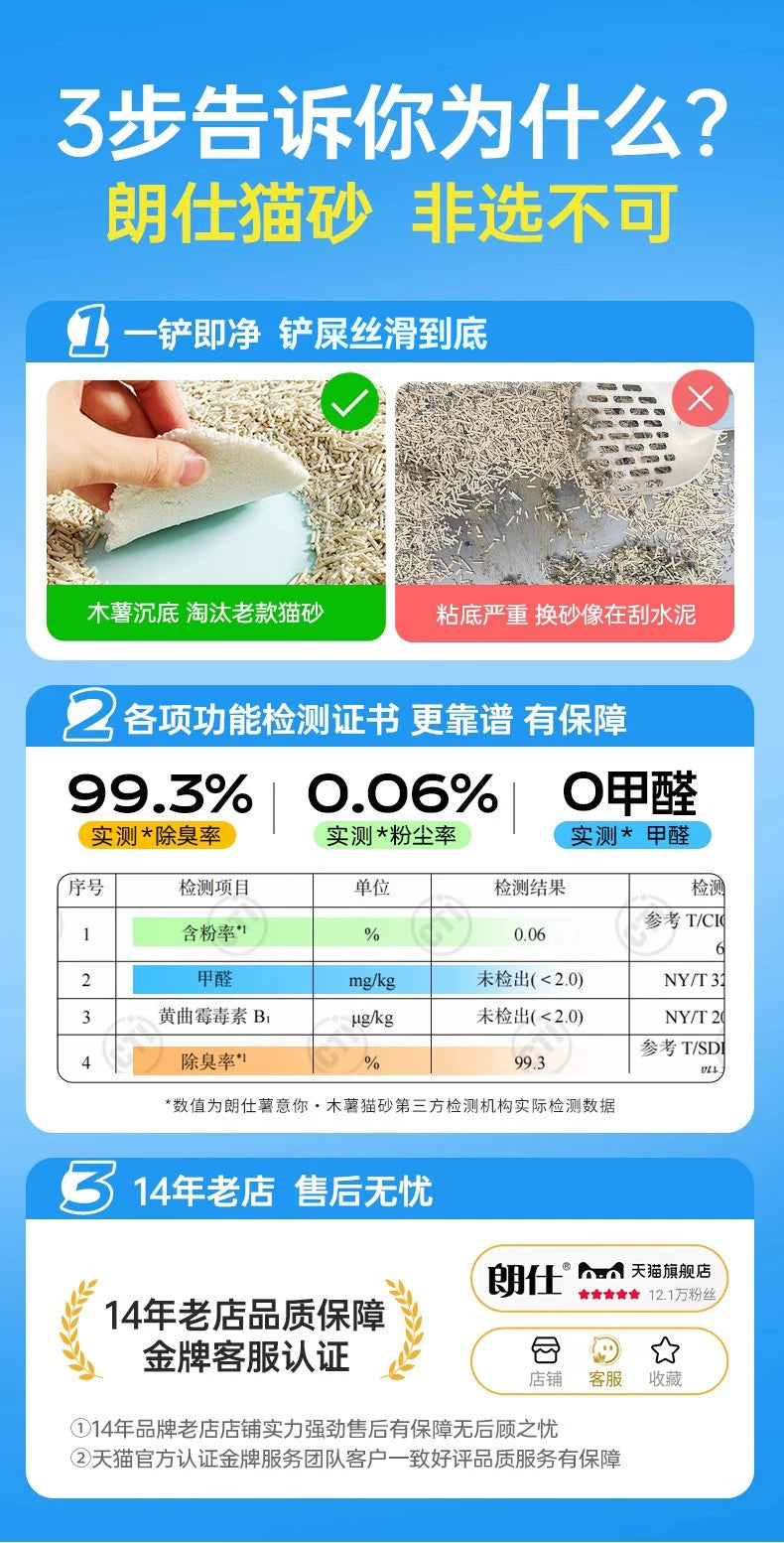 【超值囤货】朗仕木薯混合猫砂2kg*20袋  强效除臭
