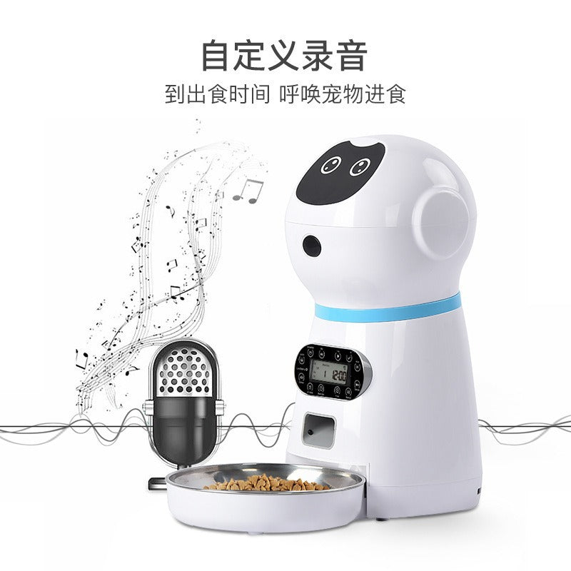不锈钢智能机器人宠物自动喂食器爆款猫狗陪伴定时投食机