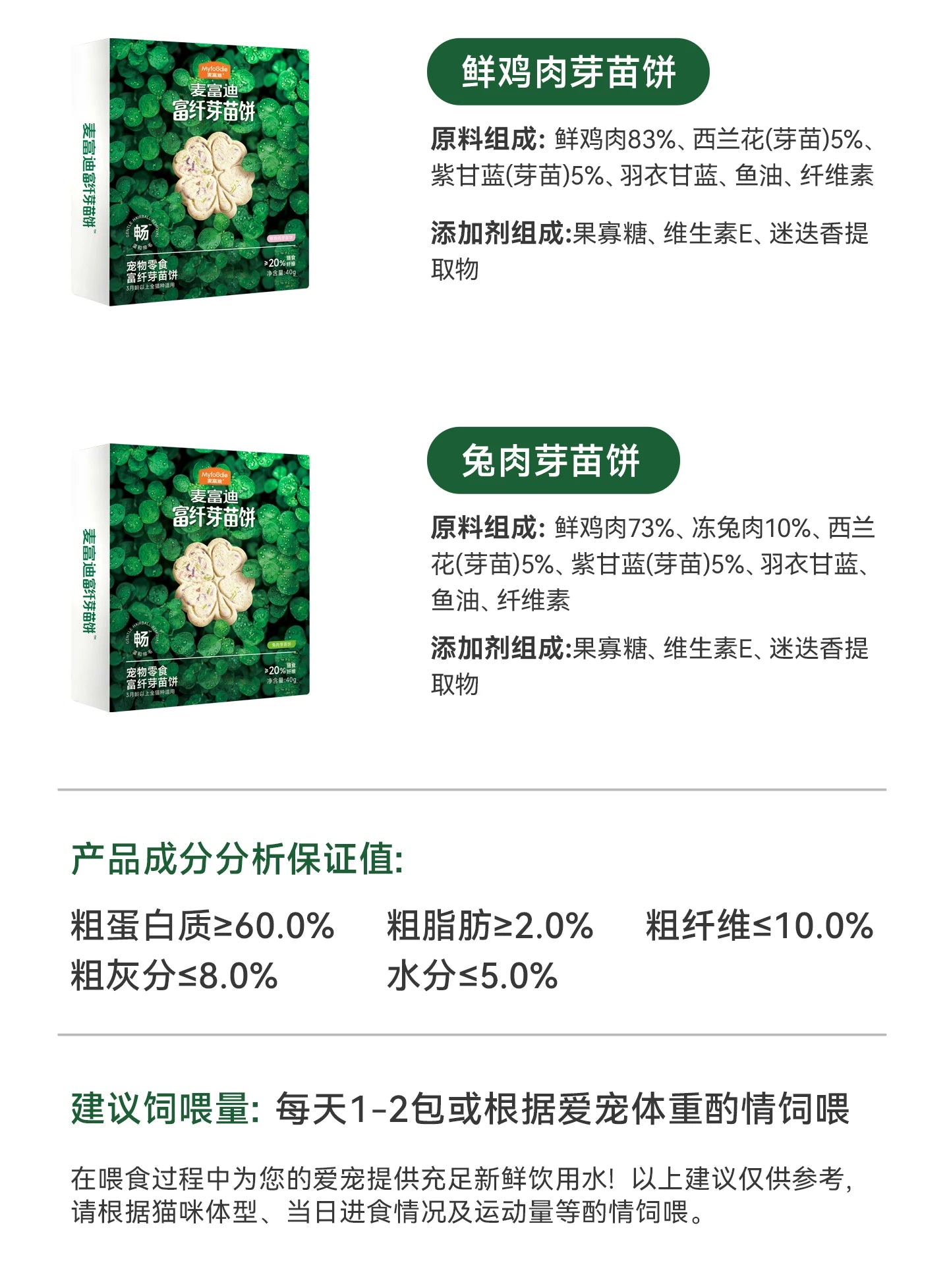 【新品】麦富迪猫零食排毛富纤芽苗饼干鲜鸡肉味成幼猫冻干小零食