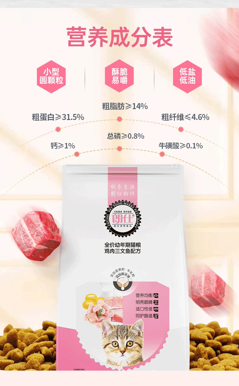 朗仕猫粮10kg幼猫1-4月蓝猫布偶美英短深海鱼奶糕猫粮1-12月20斤