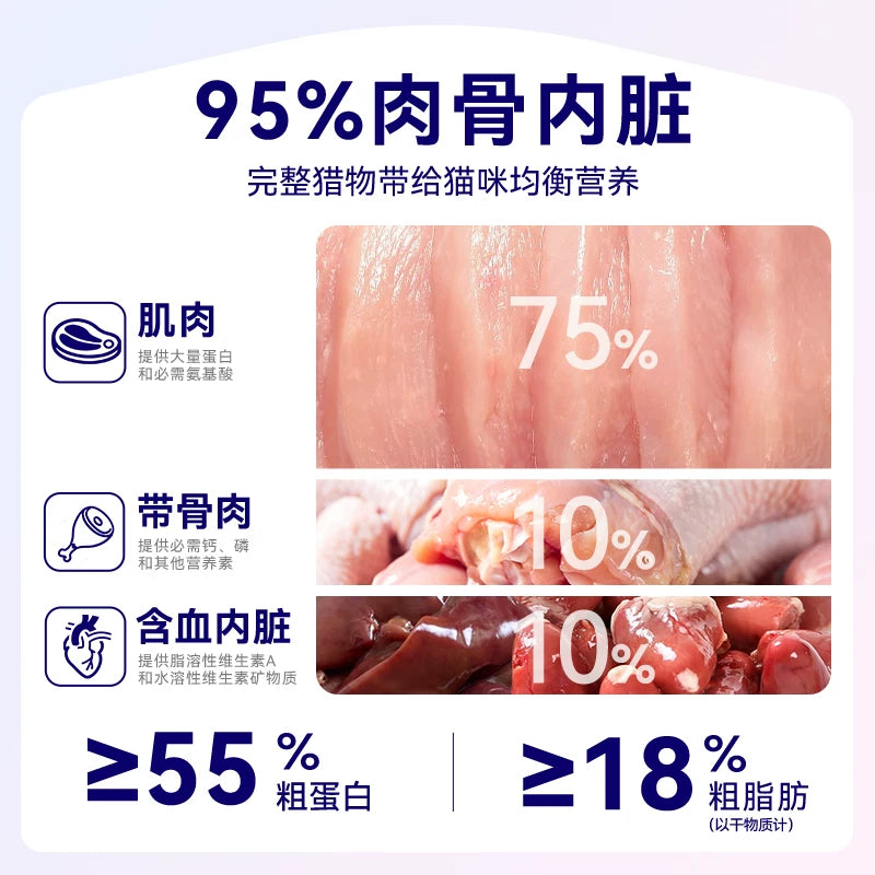麦富迪barf霸弗全价生骨肉主食餐盒双餐杯小鸟胃成幼猫咪主食罐头