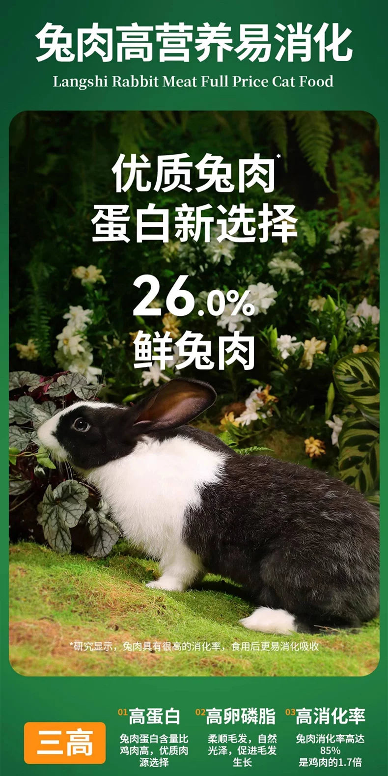 朗仕猫粮幼猫成猫营养鲜兔肉乳鸽鸡肉冻干蛋黄益生元布偶英短猫粮