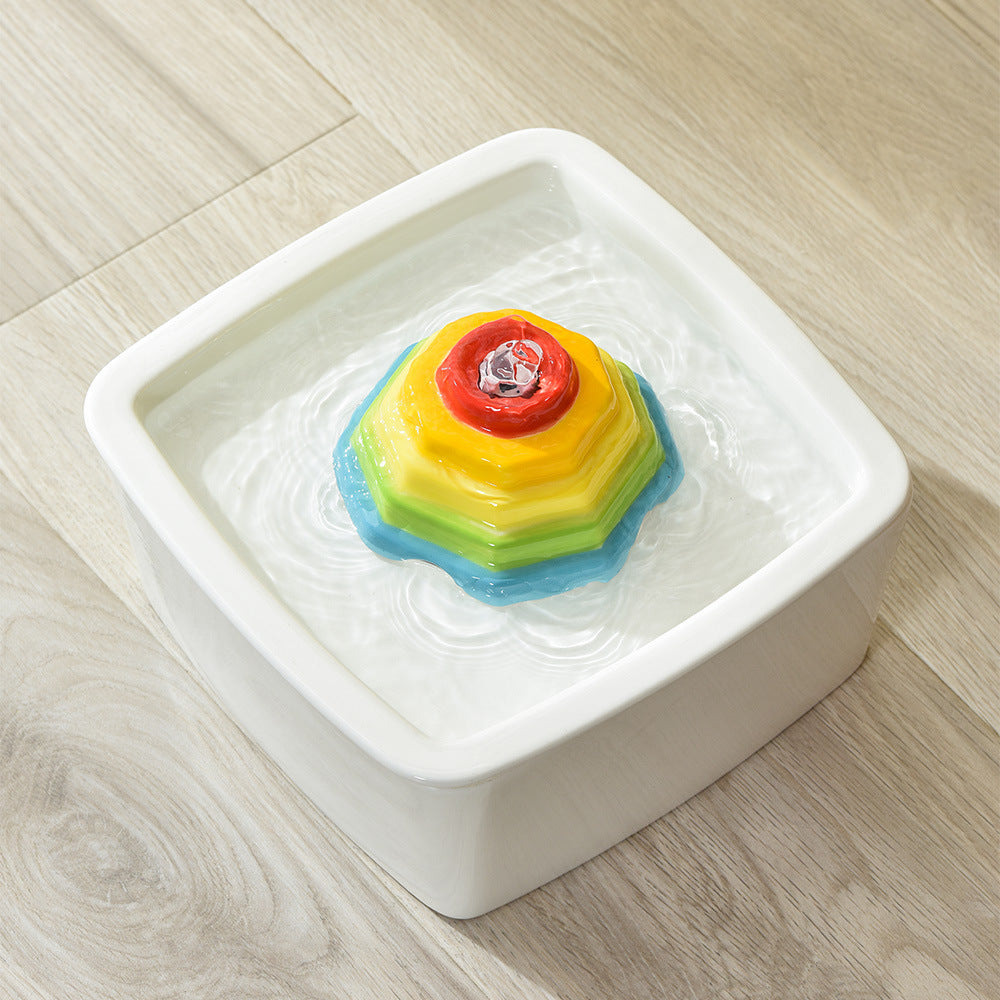 1.5L彩虹塔陶瓷猫咪喂水器猫咪不湿嘴自动循环过滤饮水机宠物用品