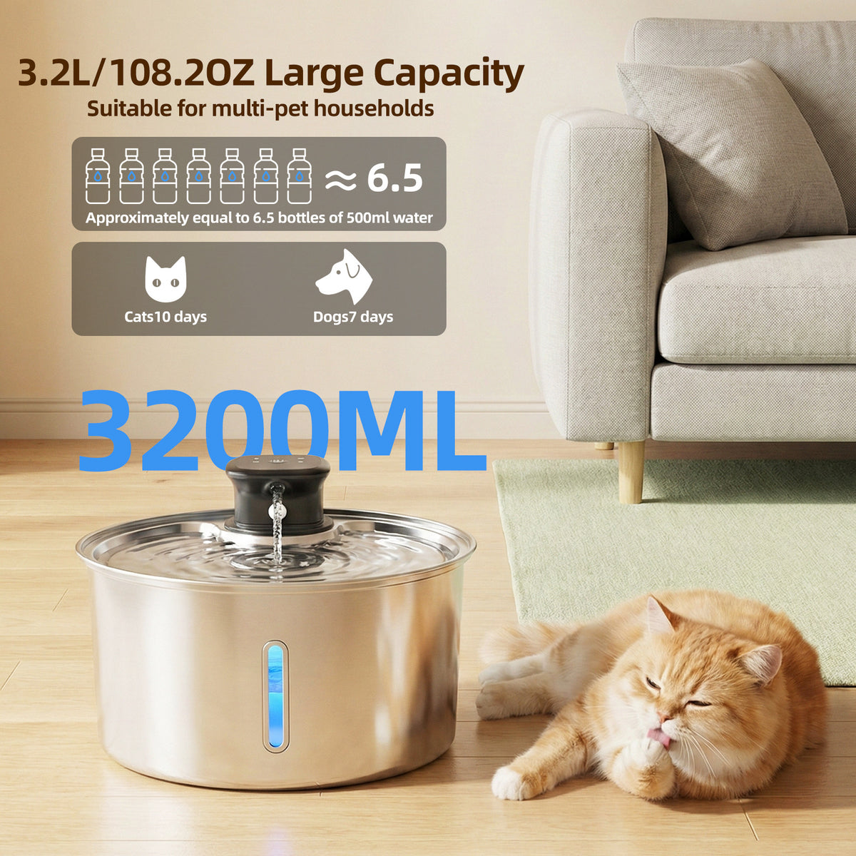 宠物饮水机不插电猫咪自动饮水机恒温宠物饮水器宠物喂水器