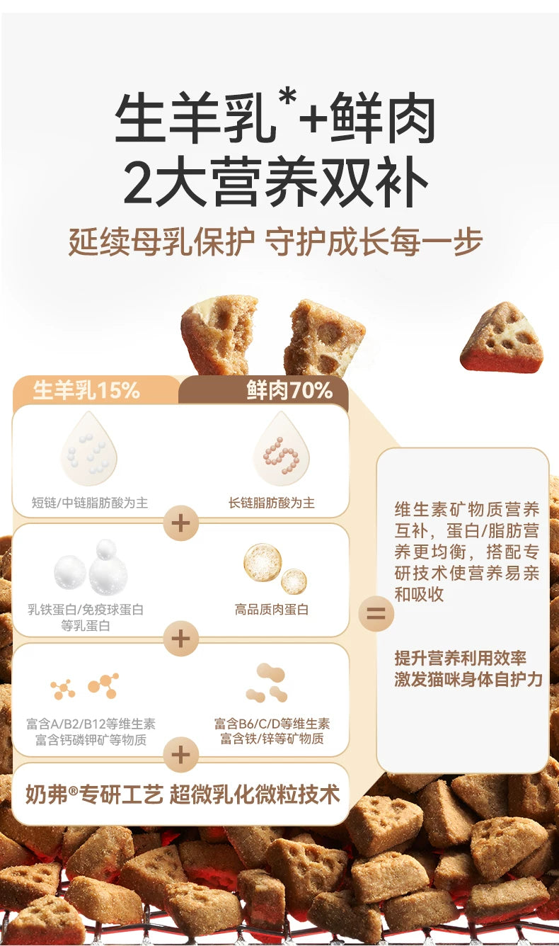 麦富迪奶弗羊奶鲜肉烘焙全价猫粮鲜鸡肉成猫幼猫囤货装1.5kgx4包