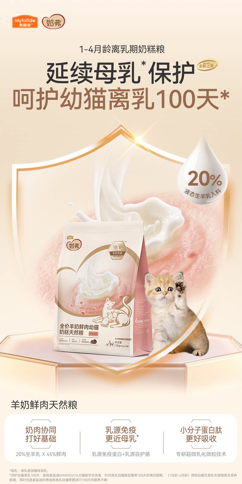 【幼猫专用】麦富迪奶弗奶糕天然粮羊奶鲜肉离乳期全价幼猫粮布偶