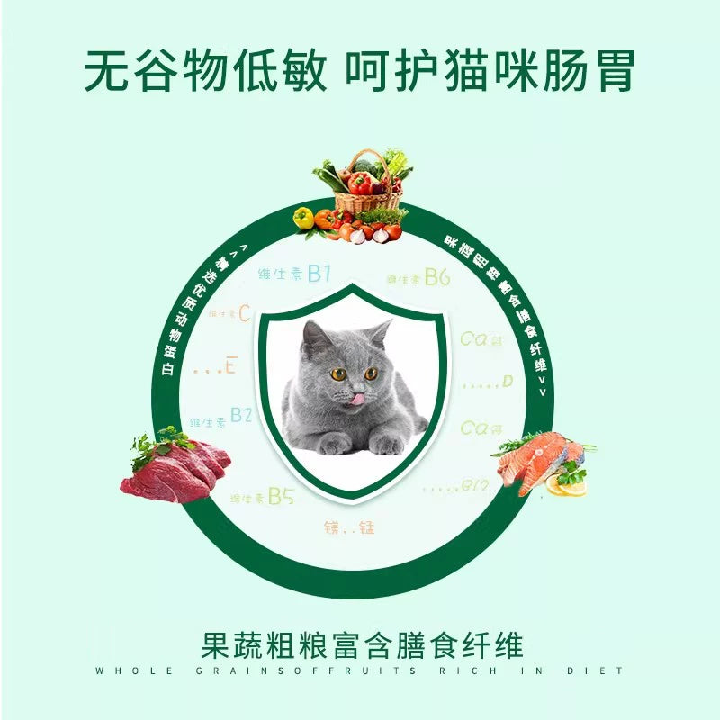 朗仕无谷鲜肉猫粮8kg幼猫成猫通用型英短美短美毛低敏低盐粮16斤