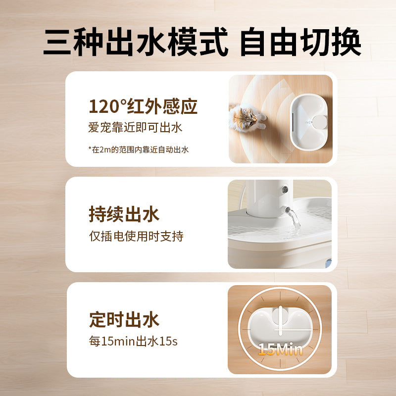 2.5L猫咪饮水机自动循环不插电流动活水无线感应宠物饮水器长续航