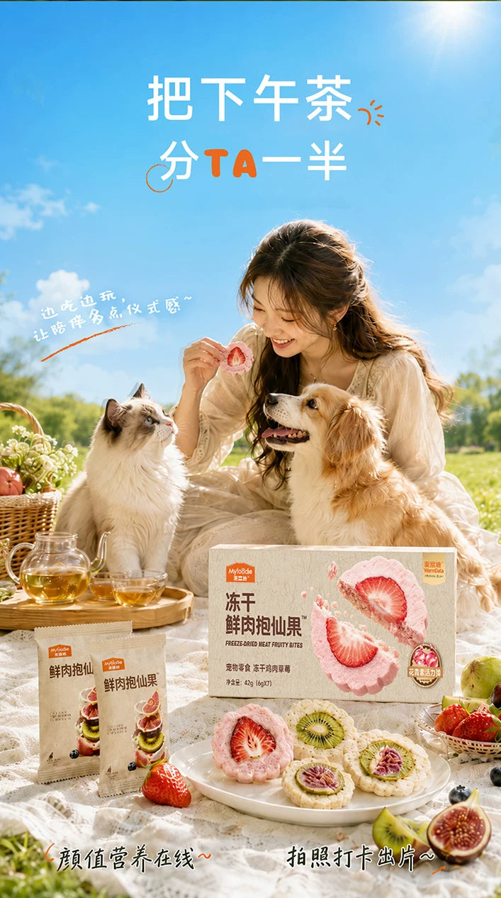 【新品】麦富迪猫零食冻干鲜肉抱仙果添加90%鲜鸡肉营养犬猫通用