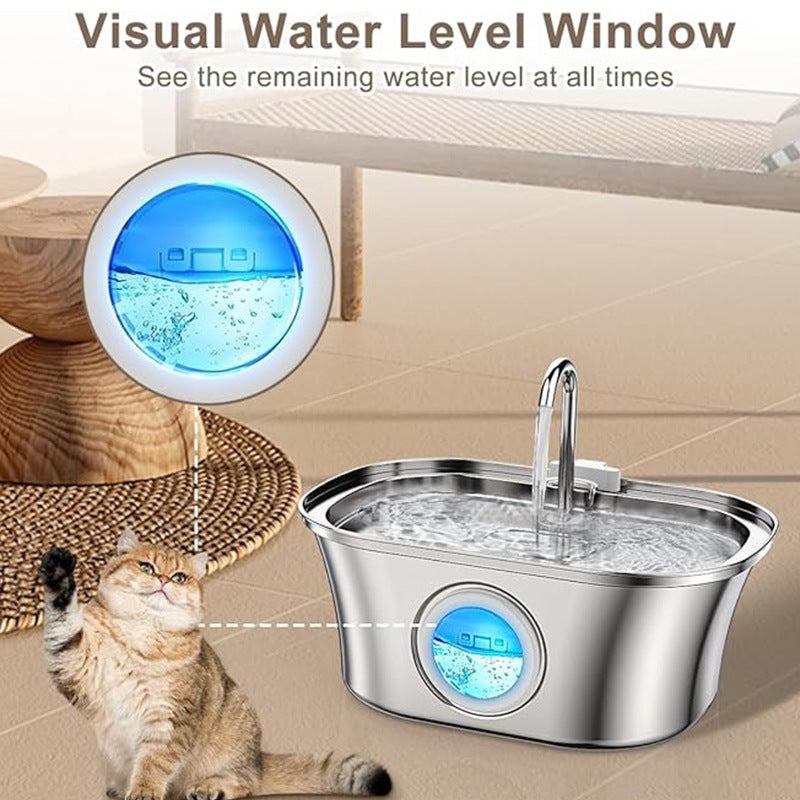 3.2L不锈钢宠物喂水器派旺定制可视窗超静音四重过滤猫咪自动饮水