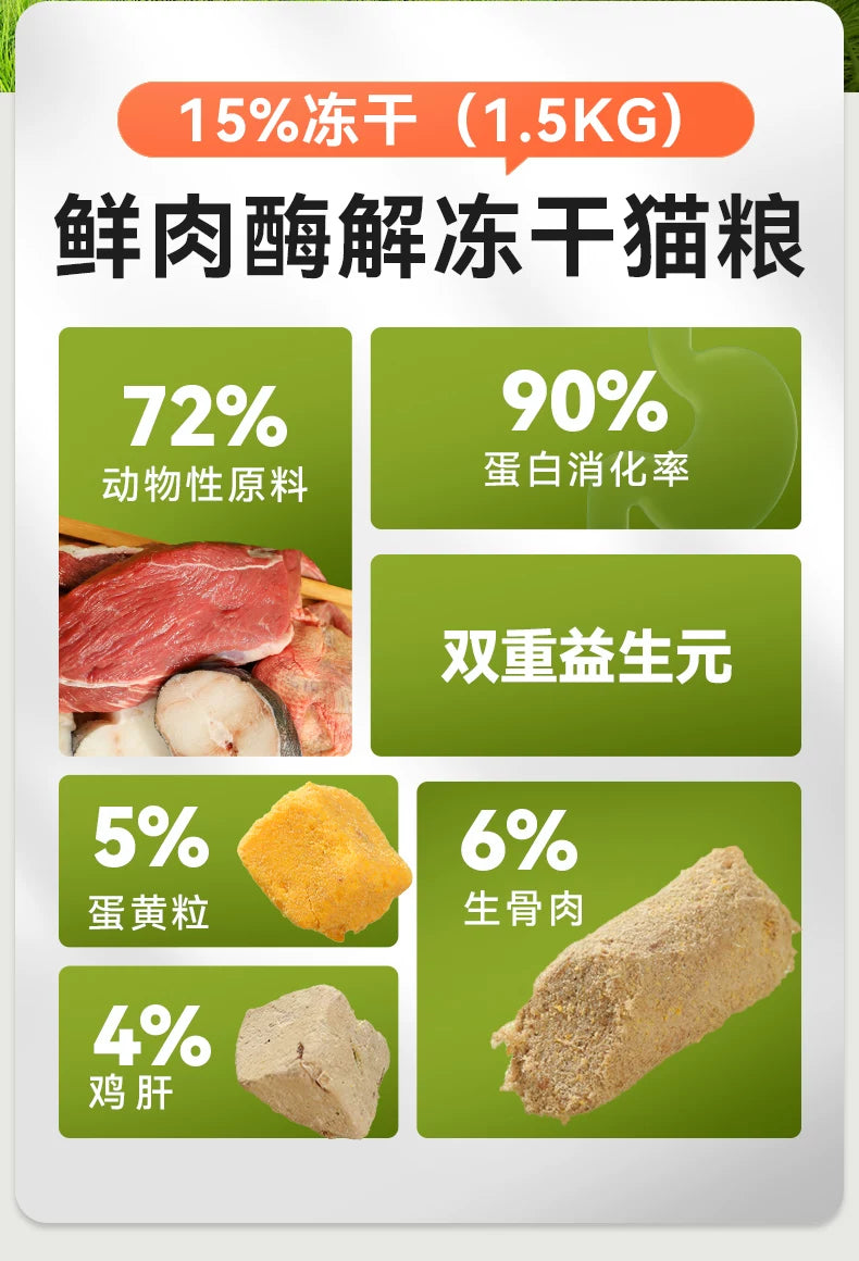 朗仕冻干猫粮成猫幼猫粮生骨肉蛋黄营养营养布偶英短猫咪全价主食