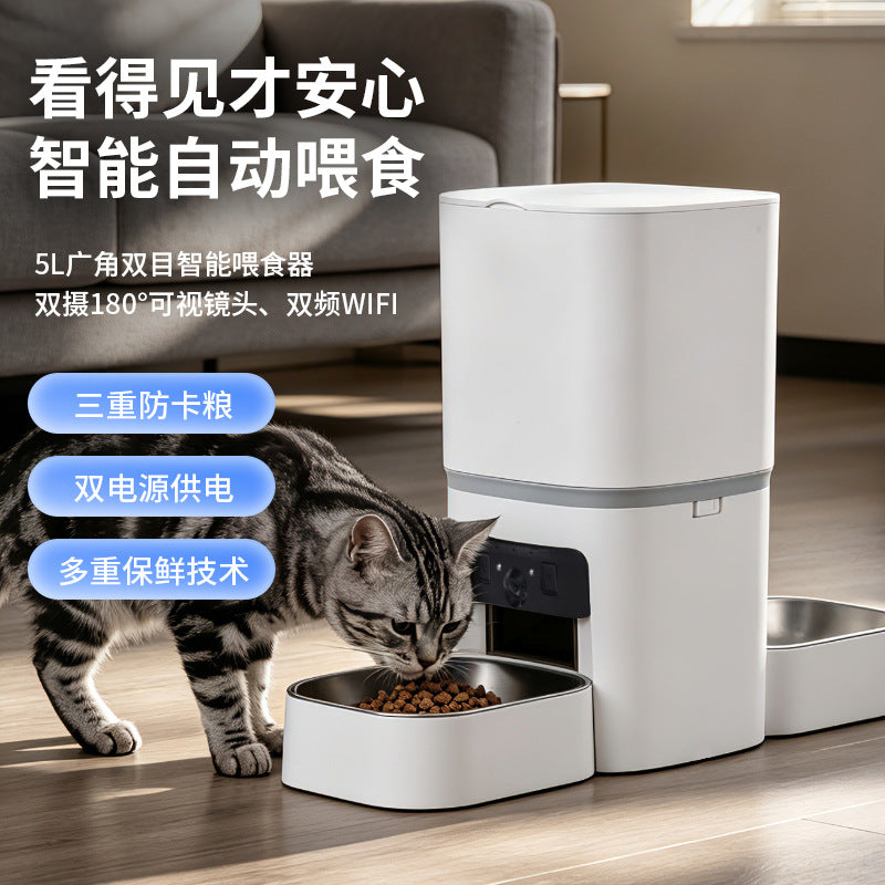 爆款宠物智能自动喂食器 APP远程喂食带摄像头猫咪自动喂食器