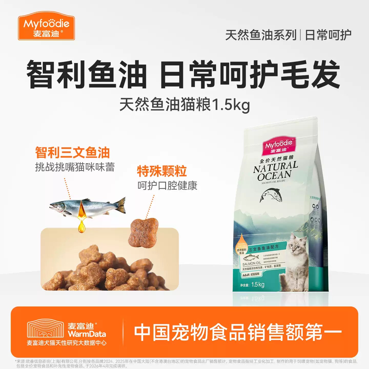 麦富迪猫粮三文鱼油成猫幼猫天然专用粮官方旗舰店正品猫粮1.5kg&