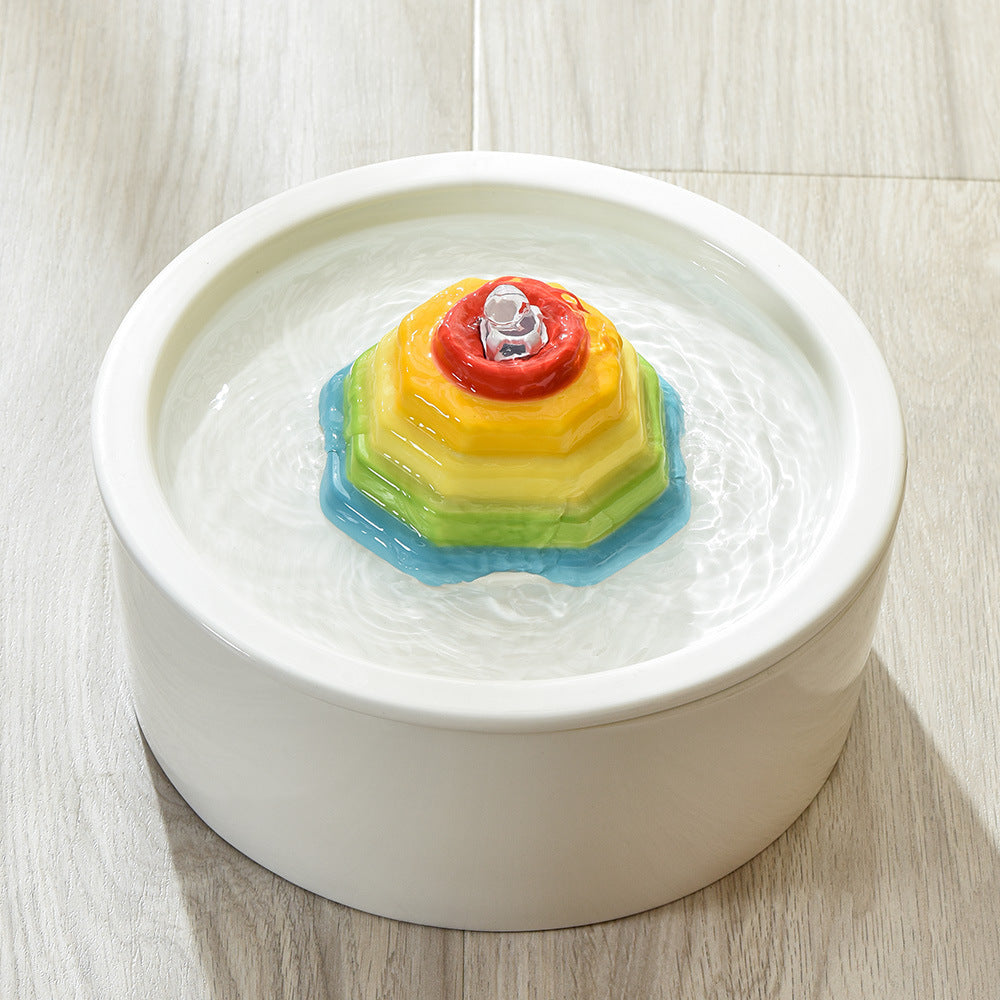 1.5L彩虹塔陶瓷猫咪喂水器猫咪不湿嘴自动循环过滤饮水机宠物用品