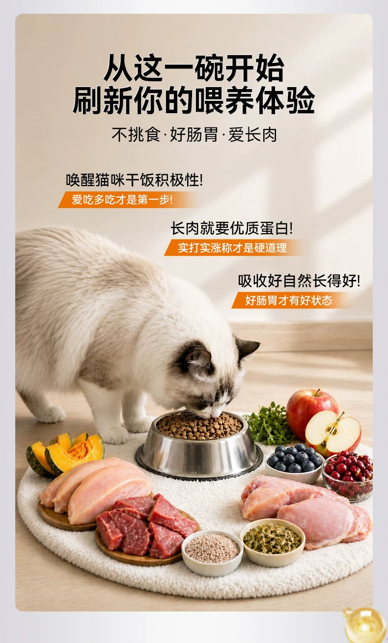 朗仕猫粮成猫幼猫粮布偶专用营养鲜肉进口鱼油10公斤全价官方正品