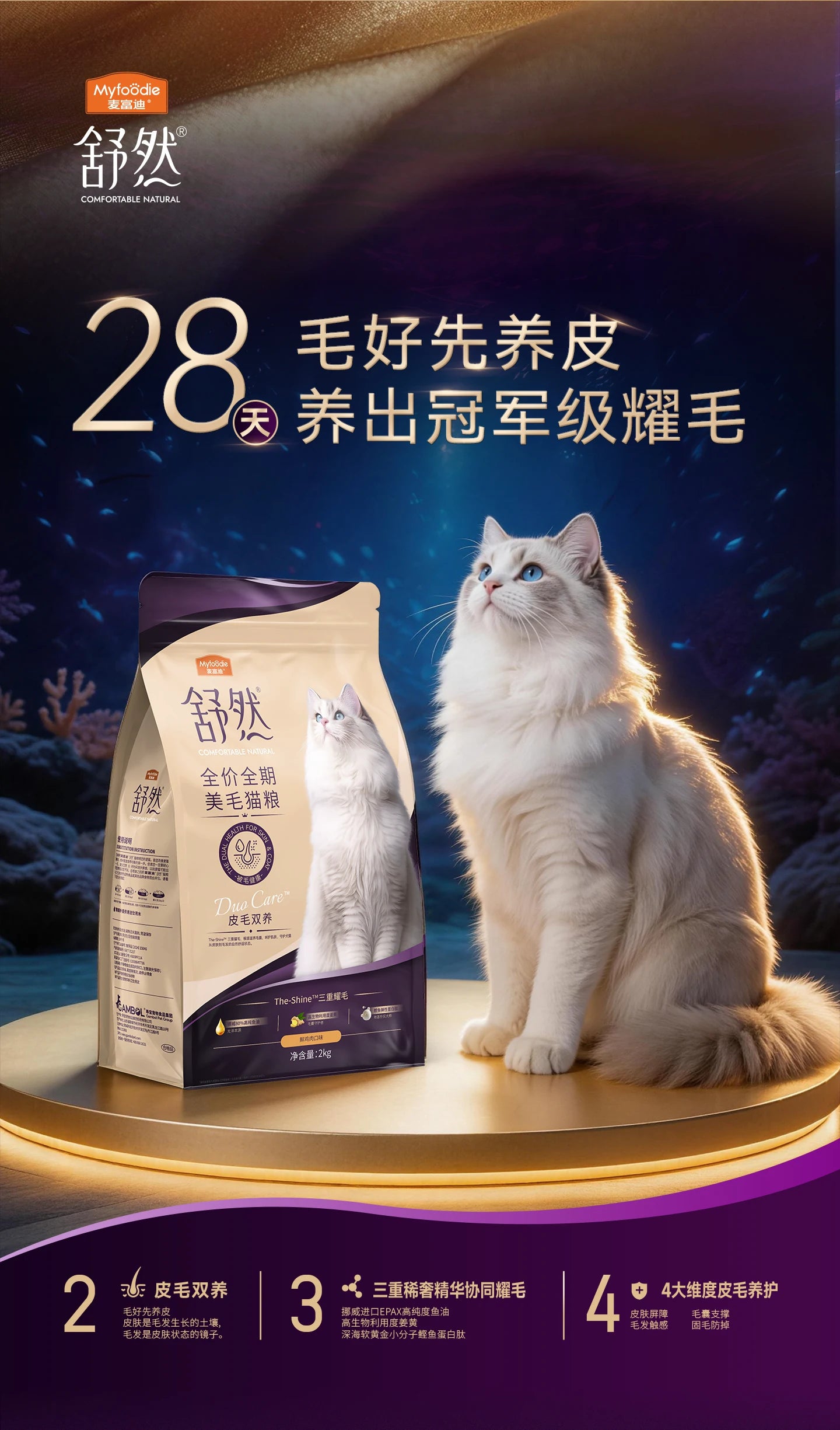 麦富迪舒然鱼油猫粮美毛靓毛添加80%高纯度鱼油成幼猫粮通用10kg