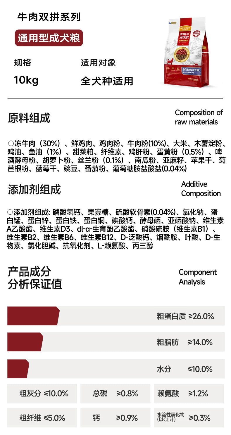 麦富迪牛肉双拼狗粮成犬双拼狗粮通用泰迪柯基金毛小型犬专用狗粮