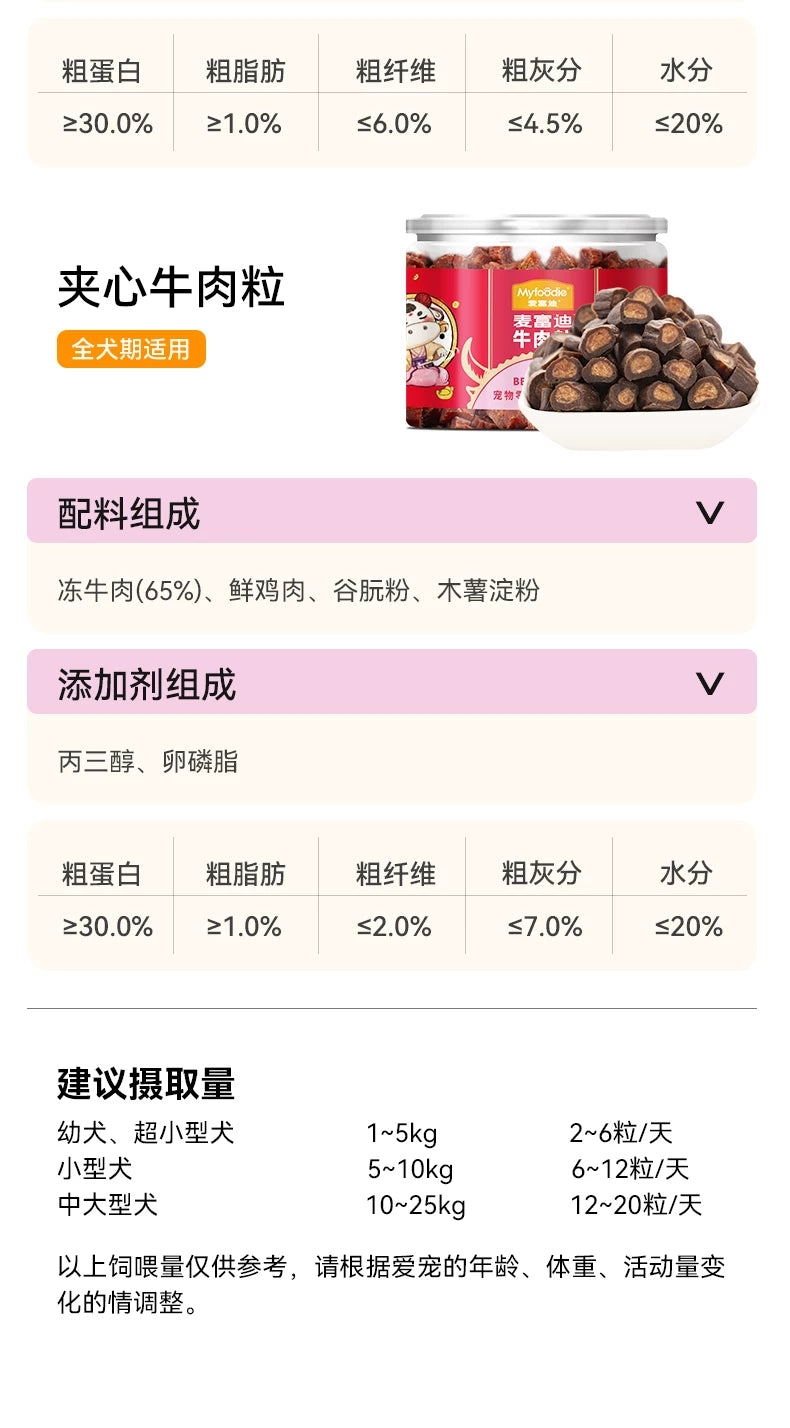麦富迪狗零食大礼包整箱牛肉粒小型犬牛肉干宠物零食泰迪训狗奖励
