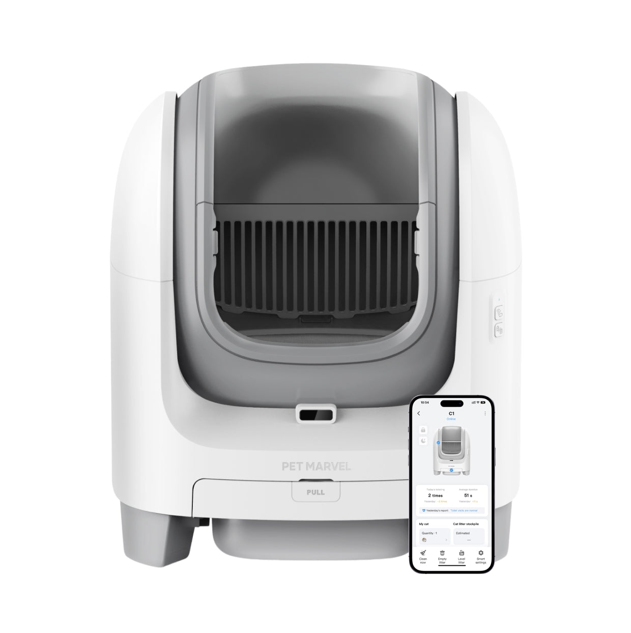 PET MARVEL C1 self cleaning litter box, open-top large cat litter box