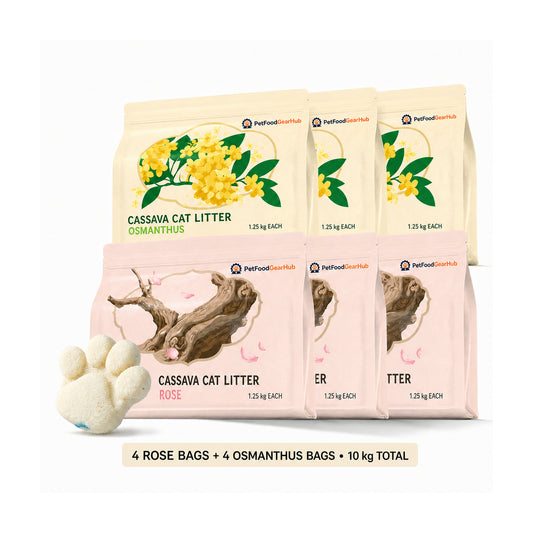 PetFoodGearHub Cassava Cat Litter – Rose & Osmanthus, 10 kg Total