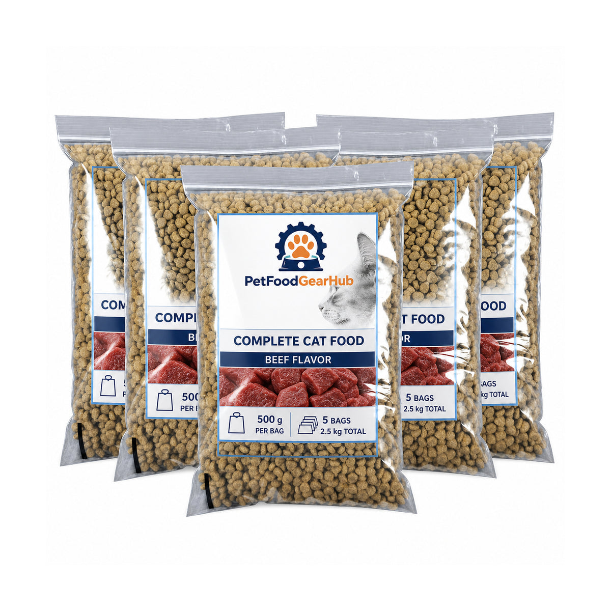 PetFoodGearHub Complete Cat Food – 5 × 500 g (2.5 kg Total)