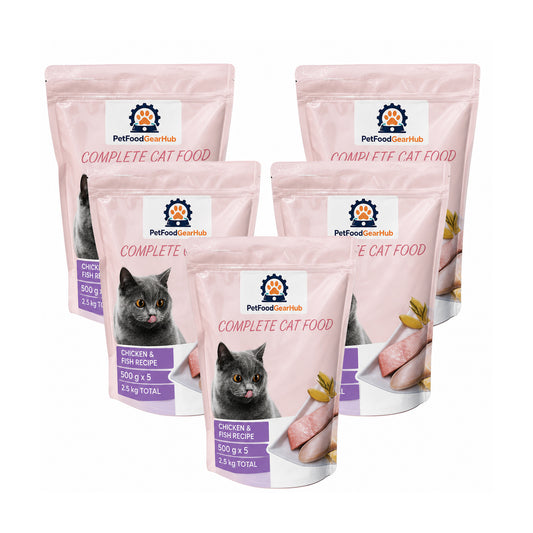 PetFoodGearHub Complete Cat Food – 500 g × 5 (2.5 kg Total)