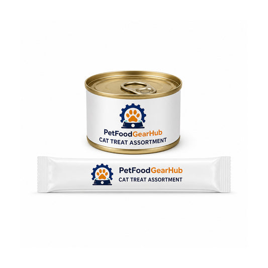 PetFoodGearHub cat treat can and treat stick assortment