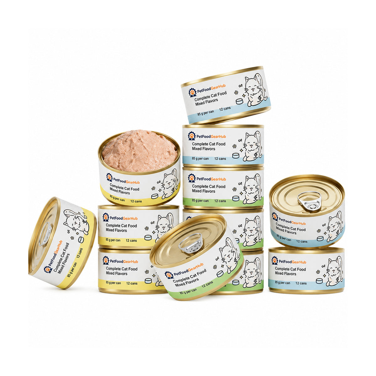 PetFoodGearHub Complete Cat Food Cans – 85 g, 12 to 48 Cans