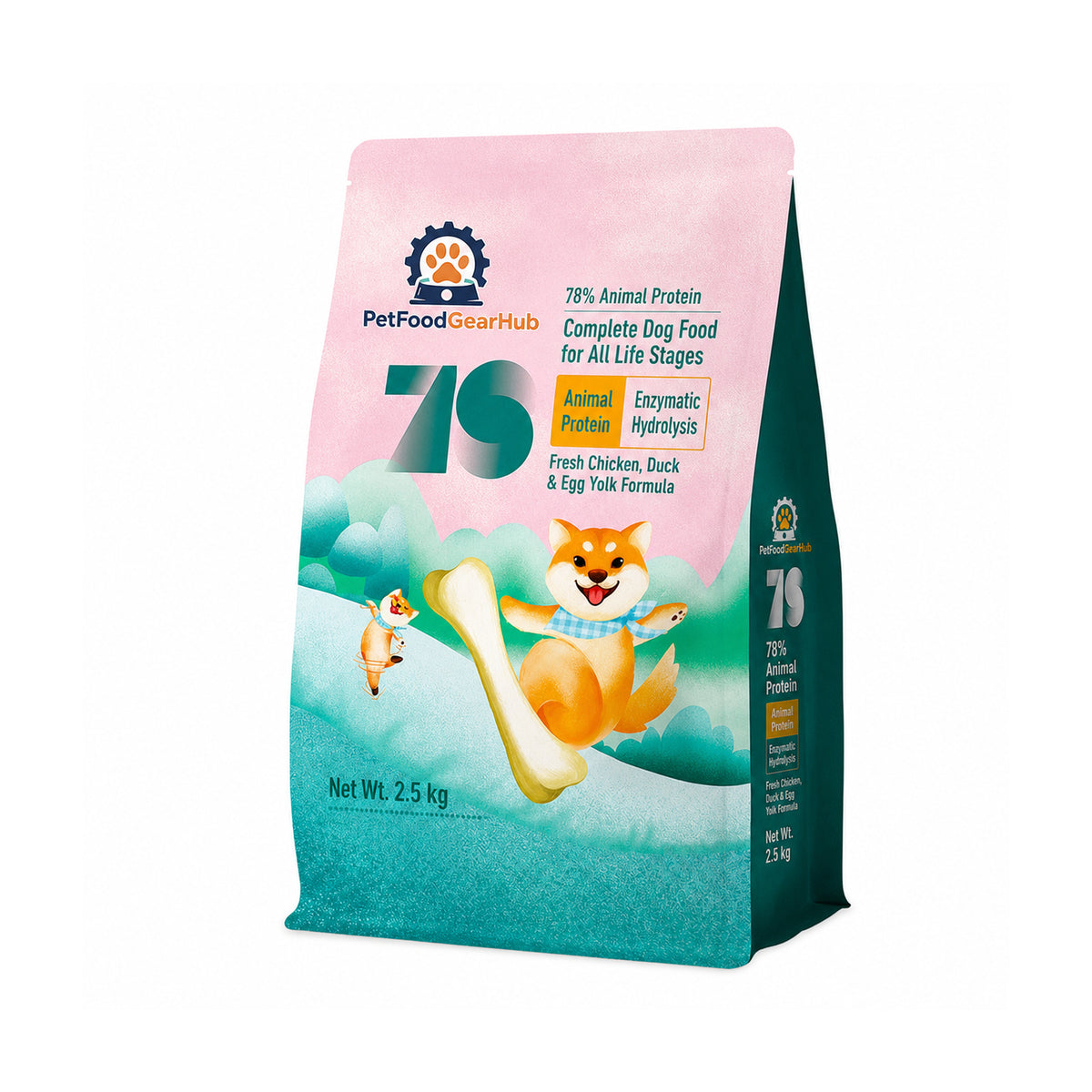 PetFoodGearHub complete dog food for all life stages, chicken, duck and egg yolk formula, 2.5 kg