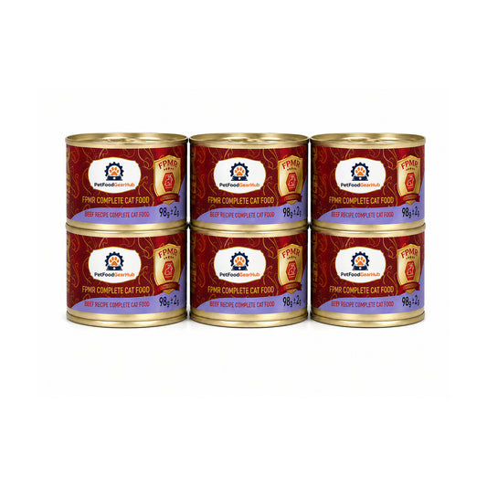 PetFoodGearHub FPMR beef recipe complete wet cat food, six-can pack