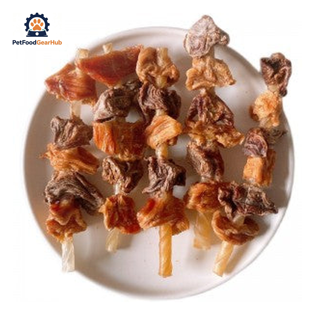 PetFoodGearHub PFGH LSC-156 US chicken, duck and beef tendon skewers wholesale dog treats - triple-protein chicken, duck and beef tendon skewers for dogs, wholesale and OEM available with 300kg MOQ