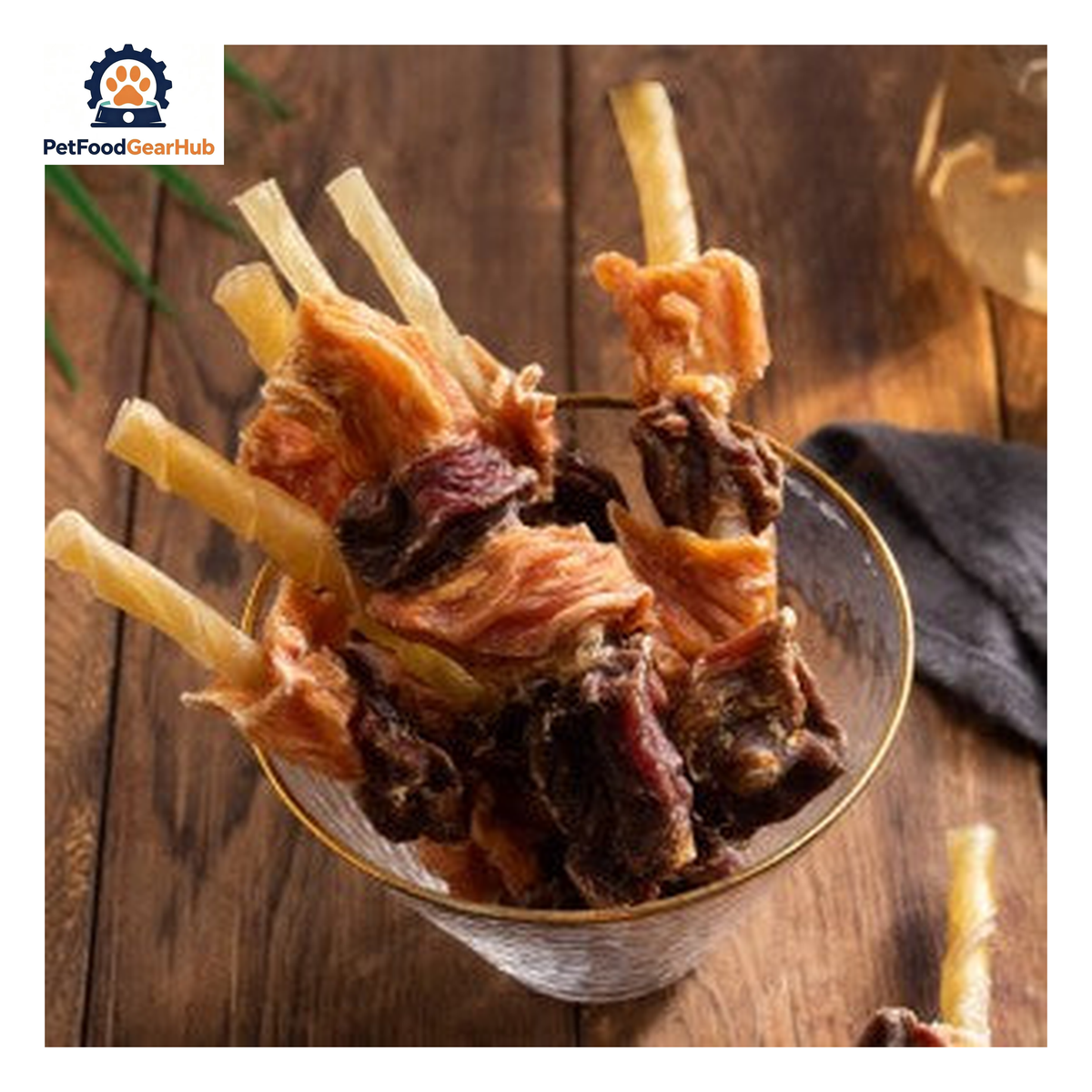 PetFoodGearHub PFGH LSC-156 US chicken, duck and beef tendon skewers wholesale dog treats - triple-protein chicken, duck and beef tendon skewers for dogs, wholesale and OEM available with 300kg MOQ