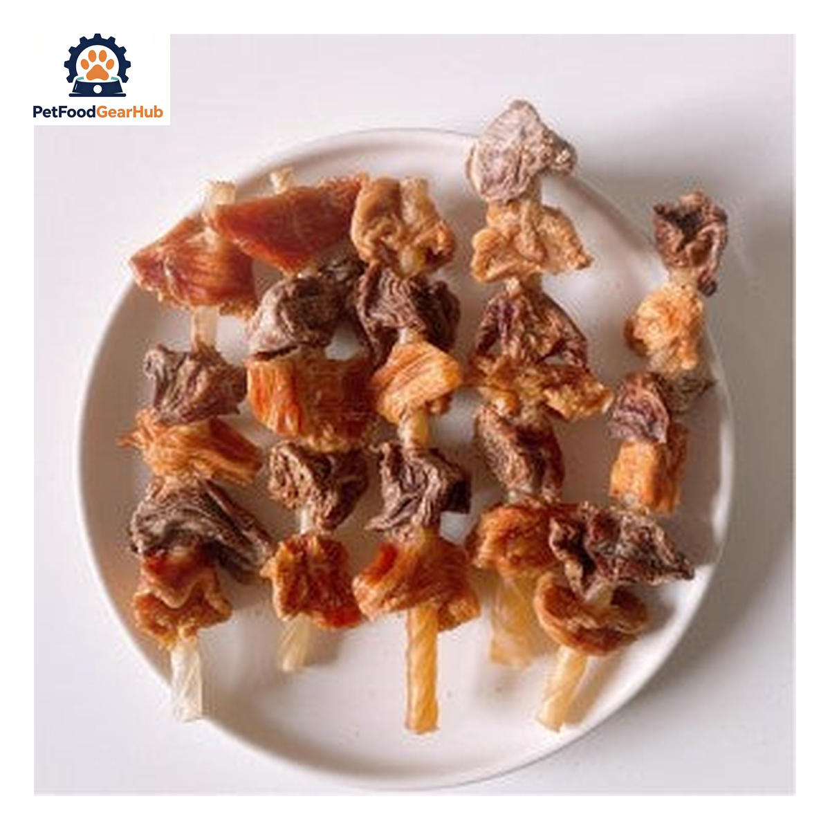 PetFoodGearHub PFGH LSC-156 US chicken, duck and beef tendon skewers wholesale dog treats - triple-protein chicken, duck and beef tendon skewers for dogs, wholesale and OEM available with 300kg MOQ