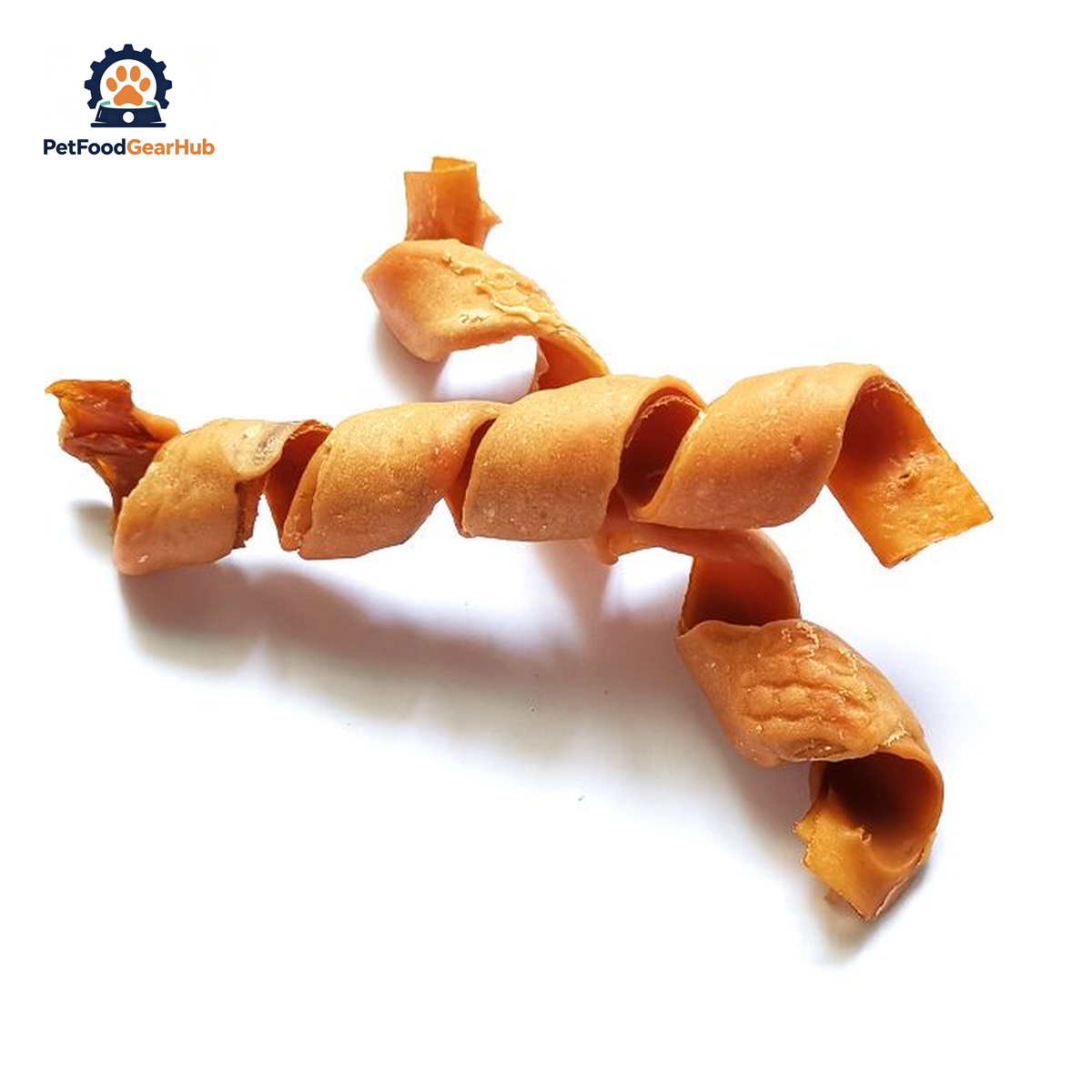 PetFoodGearHub PFGH LSC-141-6 US pork skin spiral roll with chicken puree wholesale dog treats - spiral-shaped chicken puree coated pork skin chews for dogs, wholesale and OEM available with 300kg MOQ