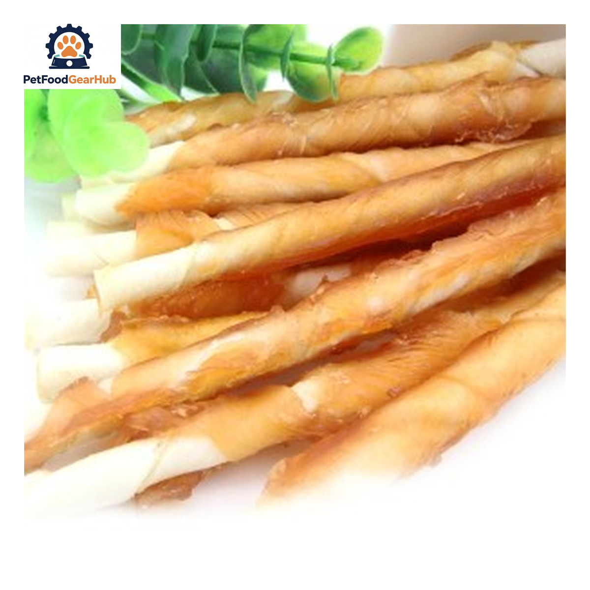 PetFoodGearHub PFGH LSC-44 US rawhide stick twined by chicken wholesale pet treats - chicken-twined rawhide stick chews for dogs, wholesale and OEM available with 300kg MOQ