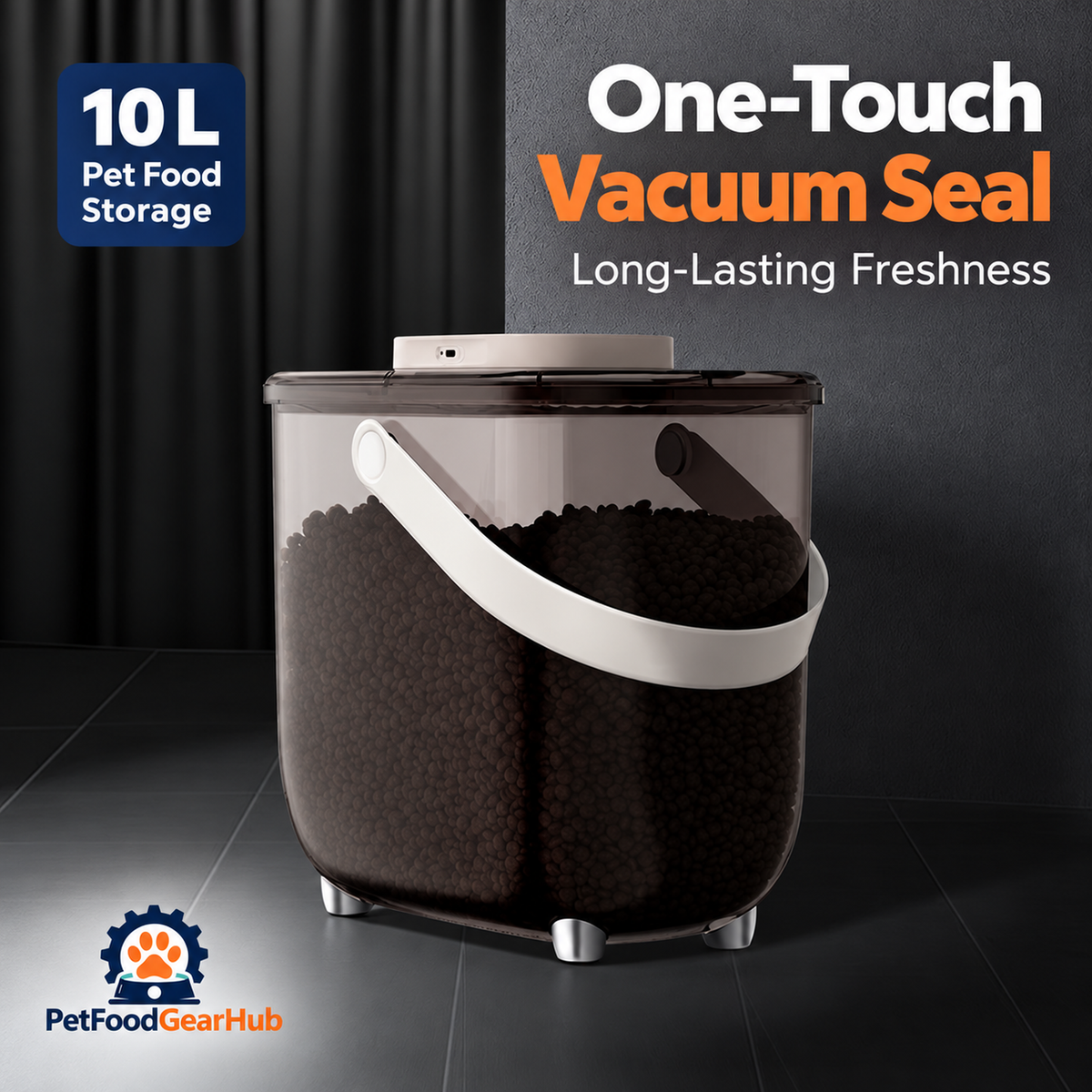 PetFoodGearHub 10 L Vacuum Pet Food Storage Container - Amber - product detail 2