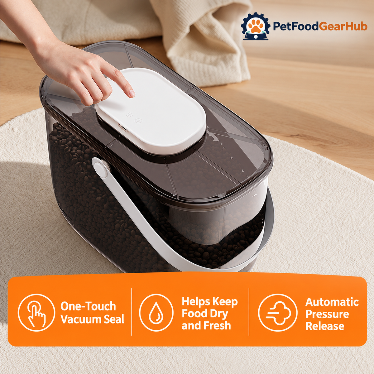 PetFoodGearHub 10 L Vacuum Pet Food Storage Container - Amber - product detail 3