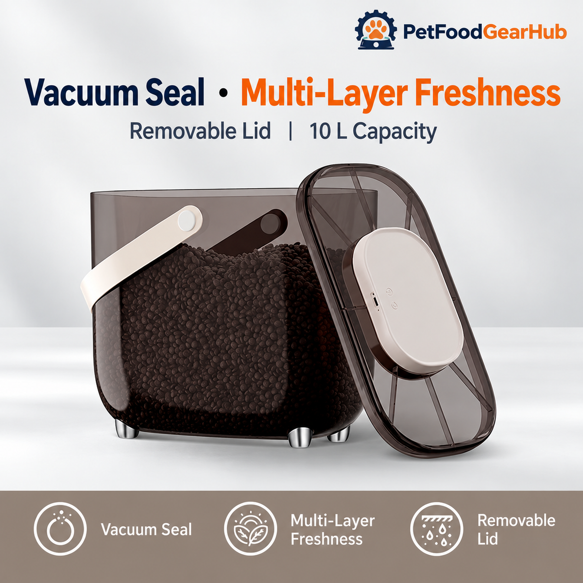 PetFoodGearHub 10 L Vacuum Pet Food Storage Container - Amber - product detail 5