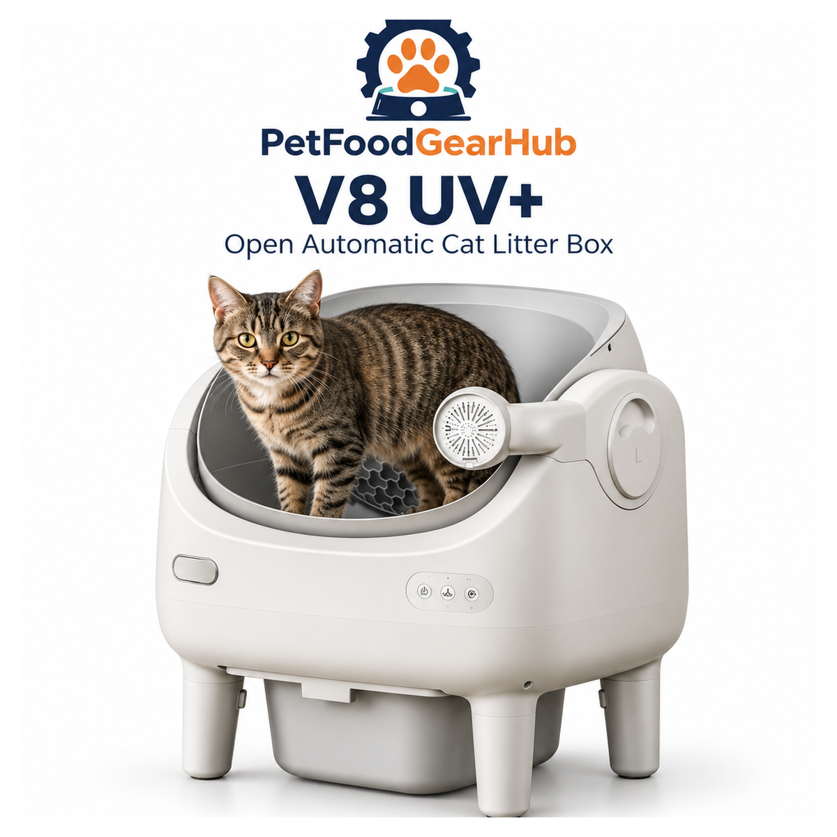 PetFoodGearHub V8 UV+ Open Automatic Cat Litter Box