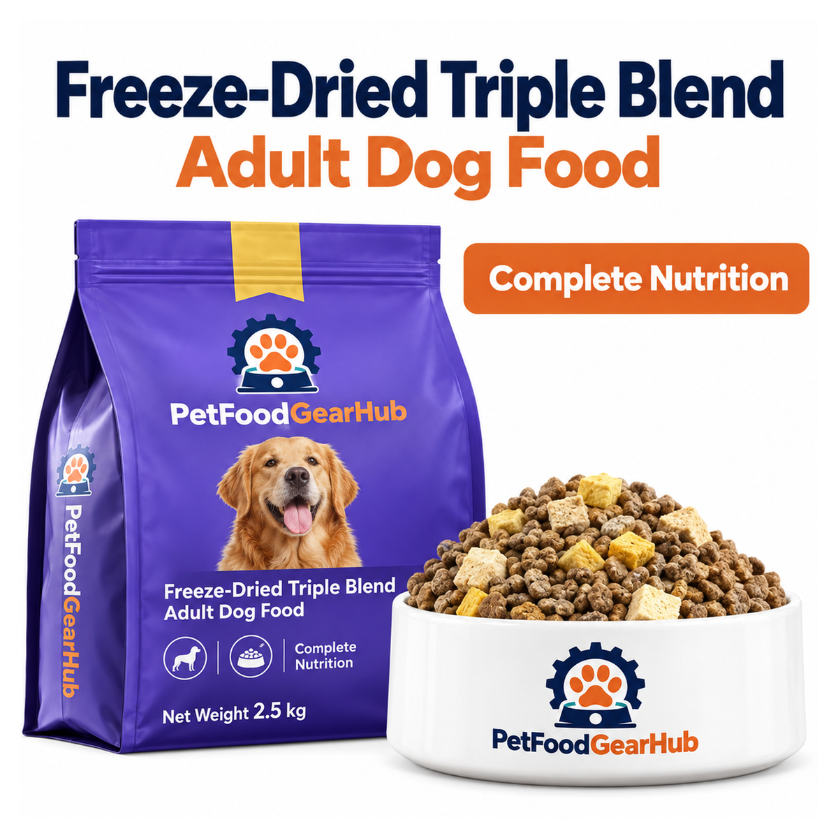 PetFoodGearHub Freeze-Dried Triple Blend Adult Dog Food - 2.5 kg
