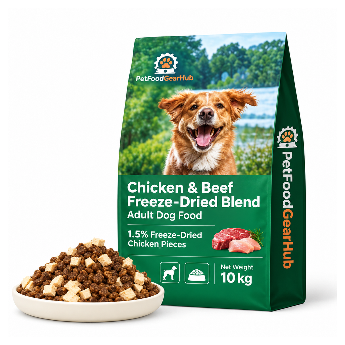 PetFoodGearHub Chicken & Beef Freeze-Dried Blend Adult Dog Food - 10 kg