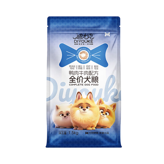 迪尤克（DIYOUKE）迪尤克狗粮鲜肉鸭肉梨冻干狗粮鸭肉牛肉肉松狗粮幼犬成犬通用型 1.5KG鸭肉牛肉（加肉松）狗粮
