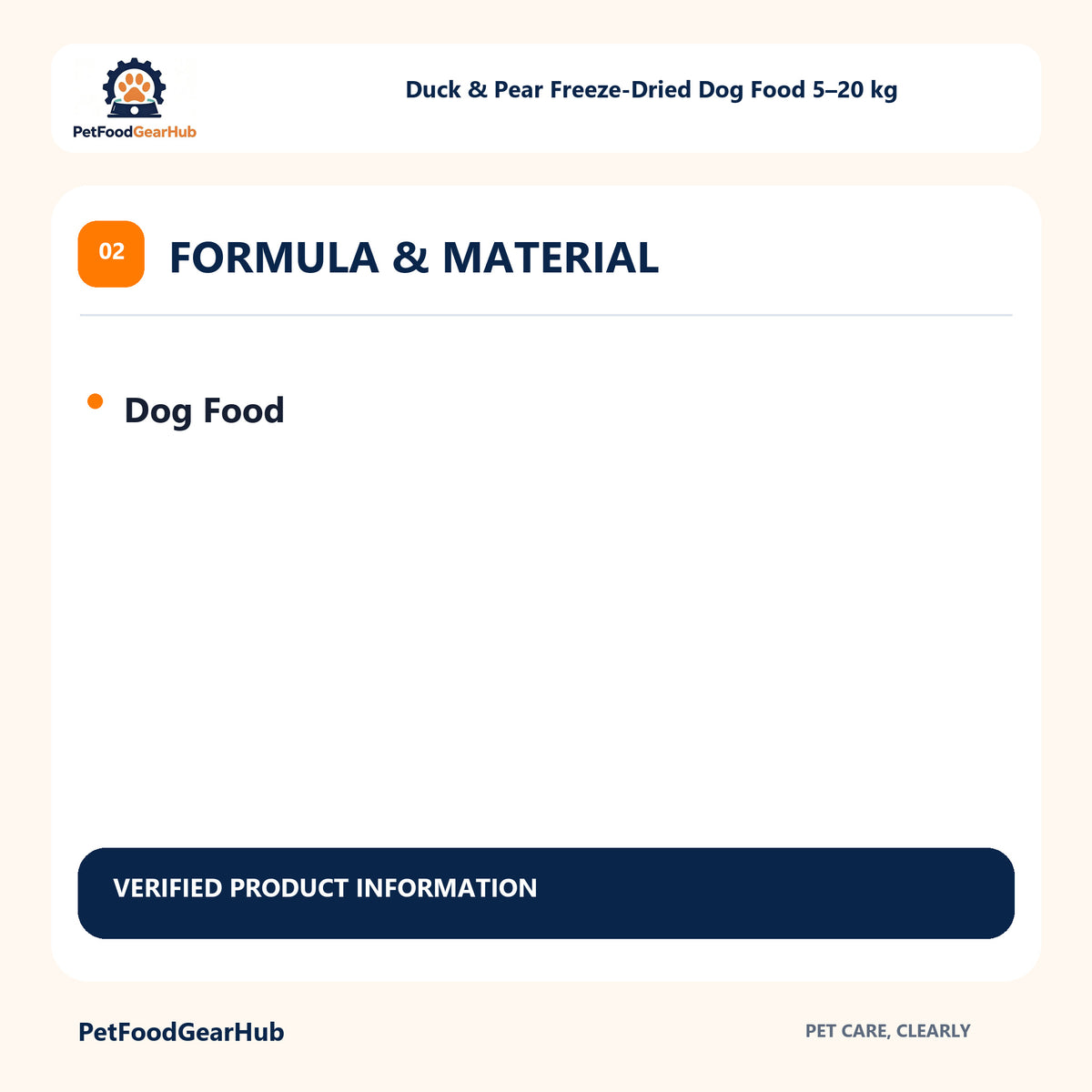 PetFoodGearHub Duck & Pear Freeze-Dried Dog Food 5–20 kg formula material