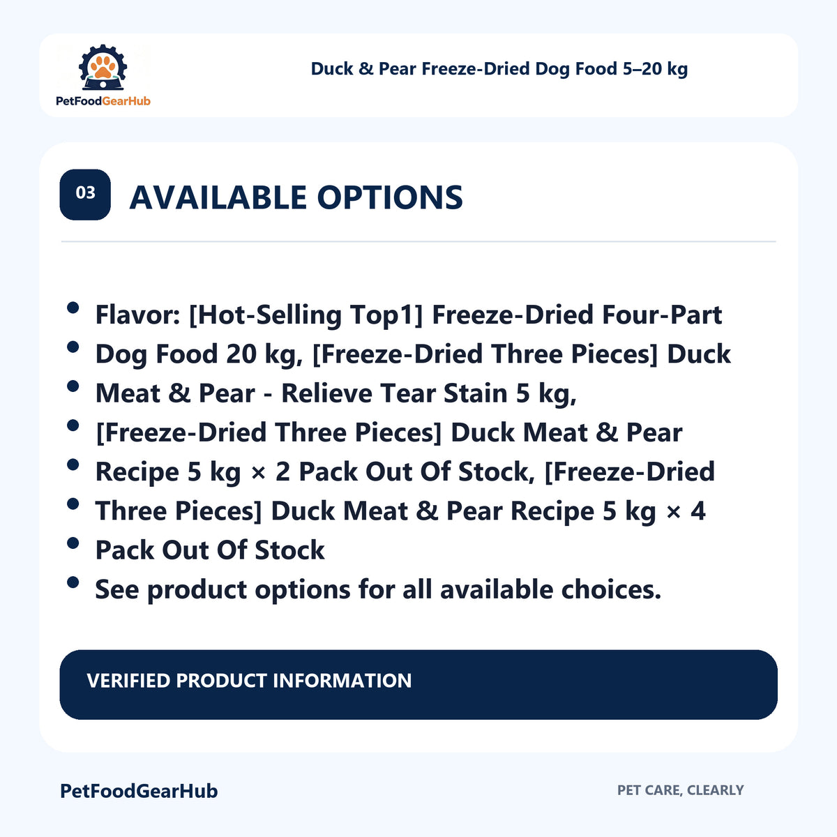 PetFoodGearHub Duck & Pear Freeze-Dried Dog Food 5–20 kg sizes options
